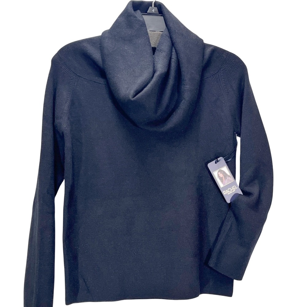 Black Cowl Neck Knit Sweater Women's‎ L Rachel Roy Comfort Soft Stretch